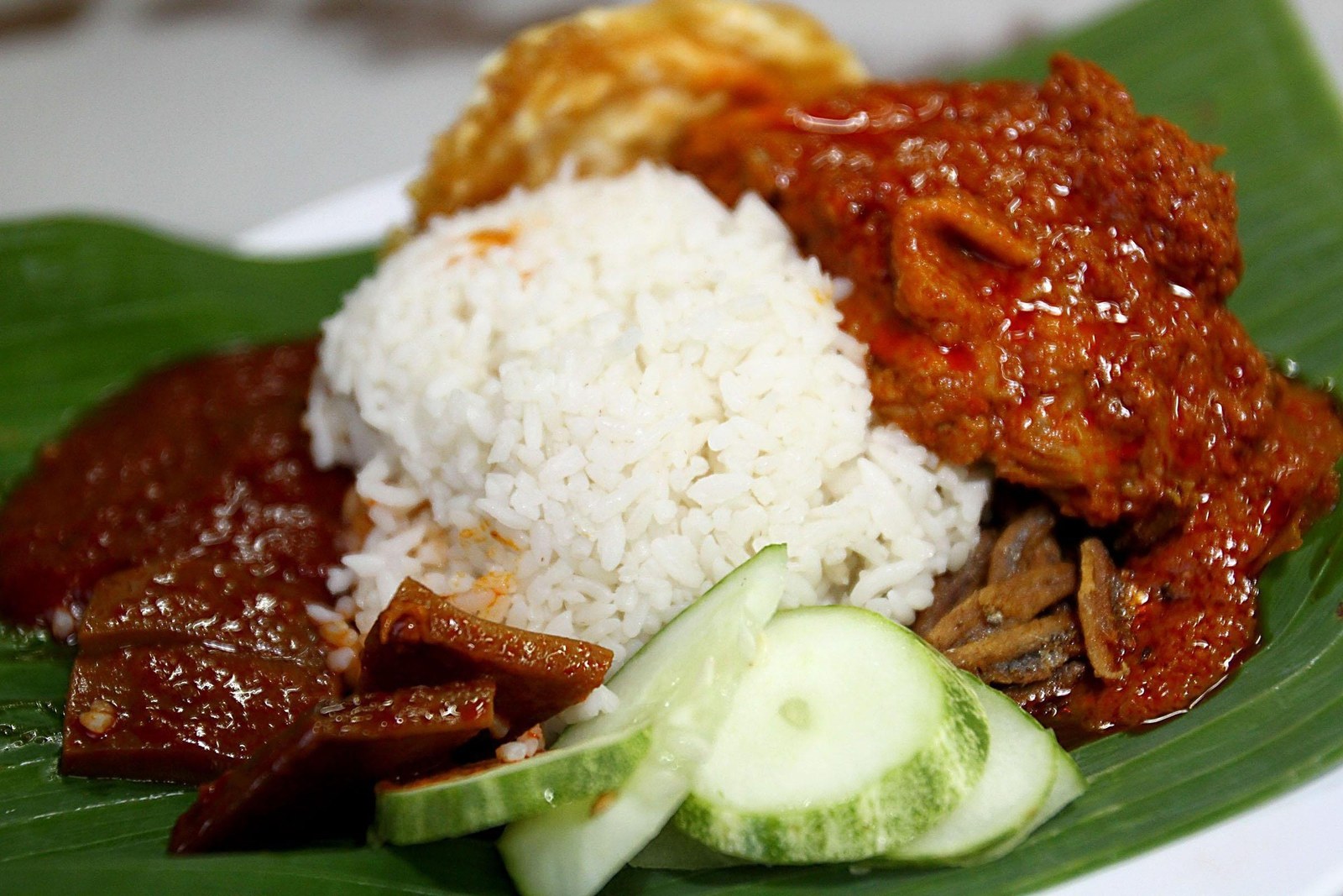 A plate of nasi lemak, the Malaysian food we grew up with