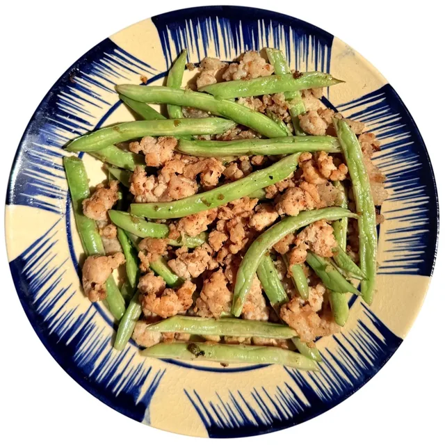 Stir Fried Green Beans with Pork Mince on Rice, Vietmeals