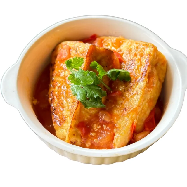 Stuffed Tofu in Tomato Sauce with Rice, Vietmeals